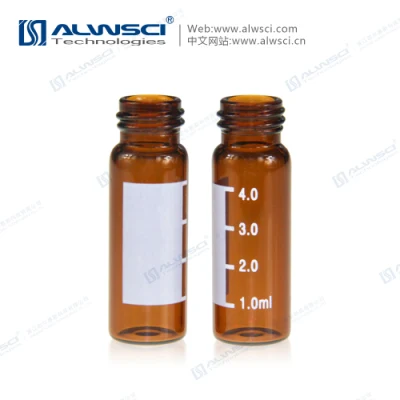 4ml Amber Glass 15X45mm Flat Base 13-425 Screw Thread Vial with Label